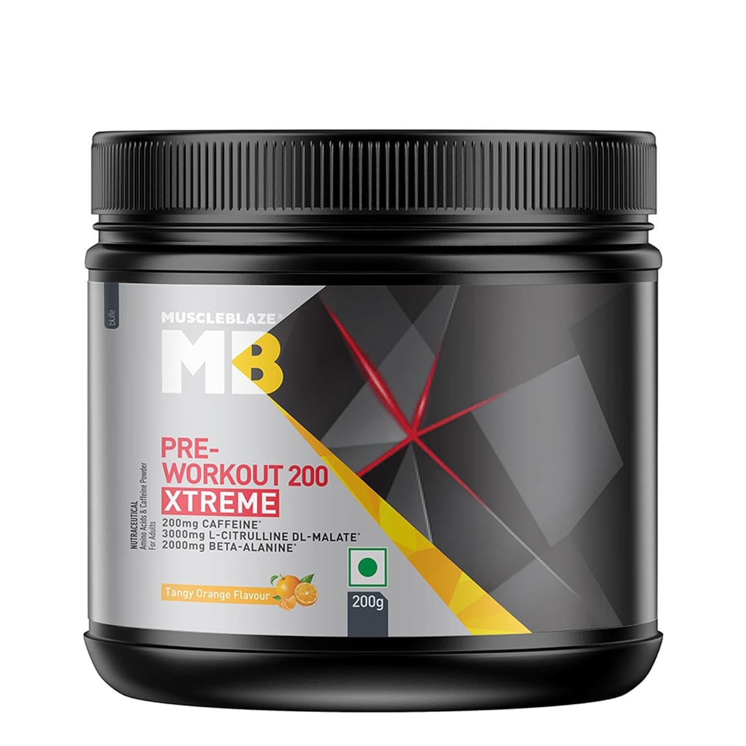 MuscleBlaze Pre Workout 200 Xtreme Powder, Tangy Orange - Image 3