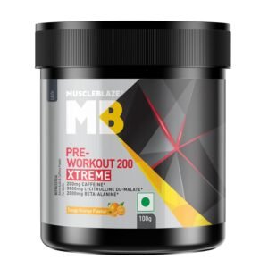 MuscleBlaze Pre Workout 200 Xtreme Powder, Tangy Orange