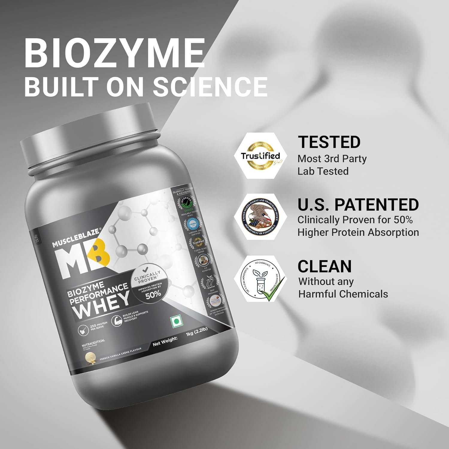 MuscleBlaze Biozyme Performance Whey Protein Powder, French Vanilla Creme - Image 3